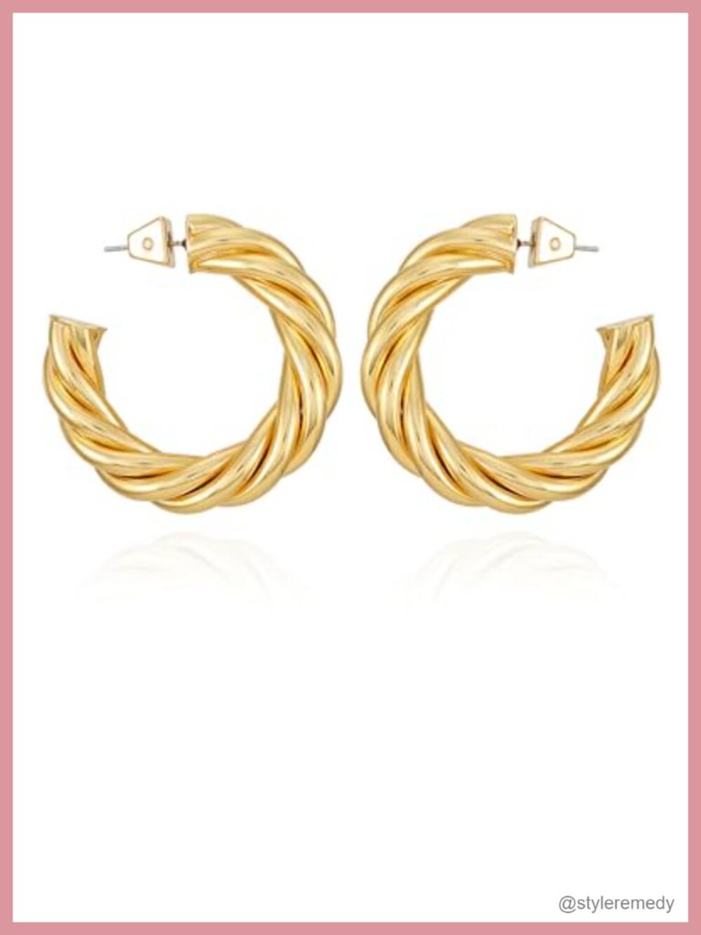 Chunky Rope Spiral Open C Hoop Earrings Goldtone